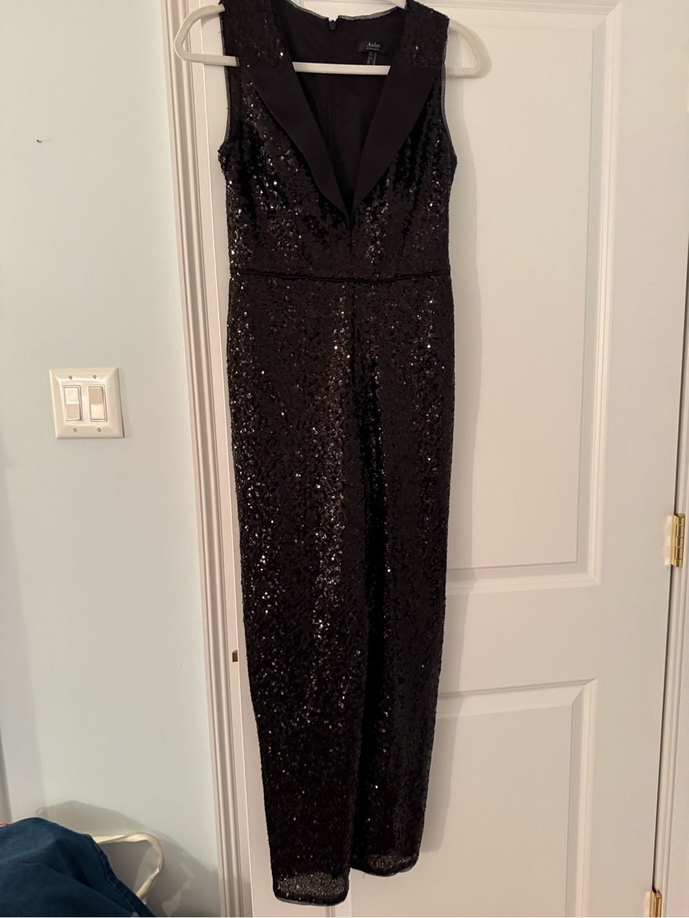 Aidan Mattox sequin tuxedo jumpsuit